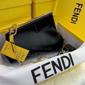 Elegant Fendi Designer Ladies Black Leather Handbags.