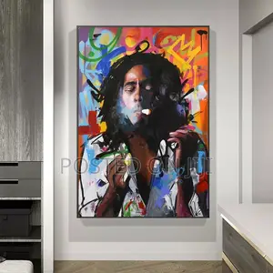 Bob Marley Abstract Portrait Art Canvas Painting Print