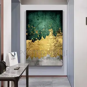 Abstract Green Gold Canvas Painting Print