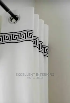 Plain White Versace Designed Curtains