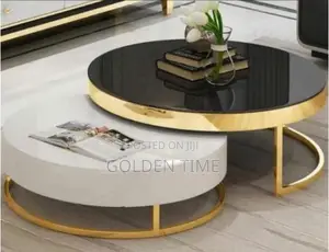 Set of Marble Centre Table Black and White