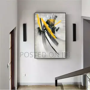 Abstract Yellow Feather Oil Paintings on Canvas Print