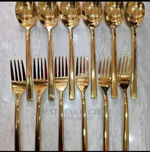 Gold Spoon and Fork Cutlery (12 Pieces)