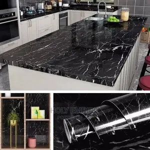 Black Marble Kitchen Peel Stick Wallpaper for Countertable