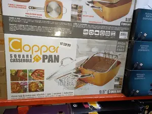 Ceramic Copper Deep Square Non Stick Cooking Pan 4 Piece Set