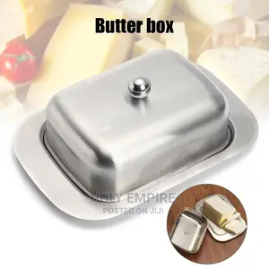 Stainless Butter Dish Box Container Cheese Server Storage