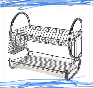 Plate Rack "16" Stainless- 2 Layer Dish Drainer