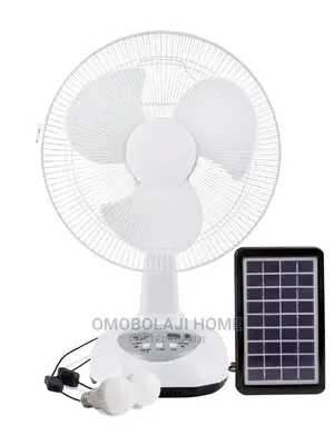 Rechargeable Fan With Solar Panel and Two Bulbs