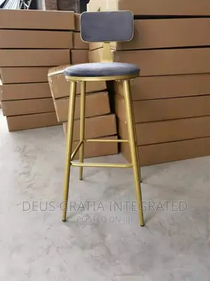 Unique Bar Stool With Iron Gold Leg