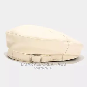 2024 Four Seasons Solid Leather Buckle Beret Painter Hat