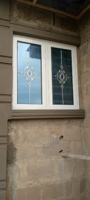 White Double Glass Casement Window With Flawer