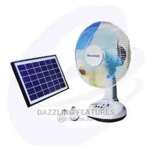 Duravolt Rechargeable 12" Fan With Bulb And Solar Panel