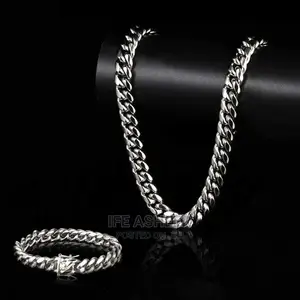 Men's Quality Silver Cuban Neck and Handchain