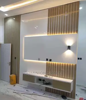 Luxury Tv Console LED Lights and Drawers.