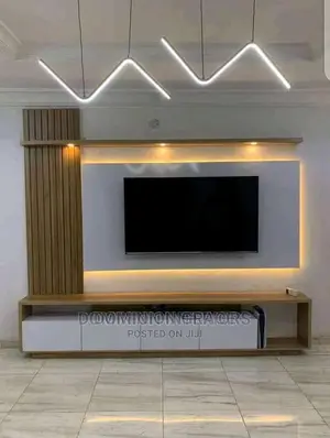 Luxury Tv Console With LED Lights and Drawers