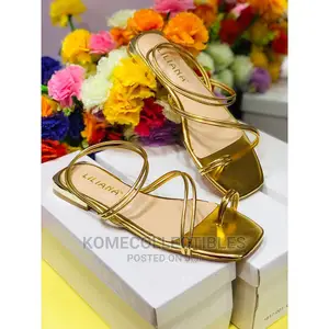 Unique Low Heel Gold Sandals