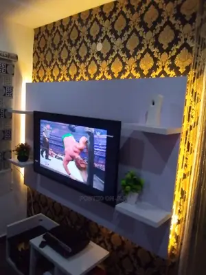 Wall TV Console With Gold Light