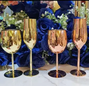 6 Pieces Gold Stainless Steel Wine Goblet Cup
