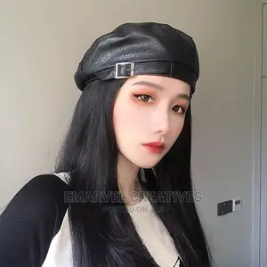 Leather Beret Fashion Retro Iron Buckle Painter Cap Wild