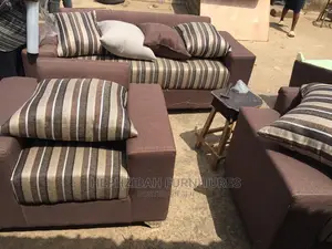 7 Seater Brown Fabric Sofa
