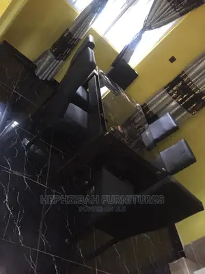 6 Seater Black Leather Dining Set