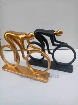 Figurines Deco Gold and Black Riding Bicycles