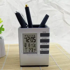 1pcs Multi Function Pen Pot LED Digital Alarm Clock Office