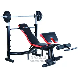 Commercial Bench Press With 50kg Barbell (With Curl Pad)