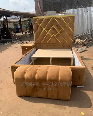 Padded Bed With Ottoman and Bedside