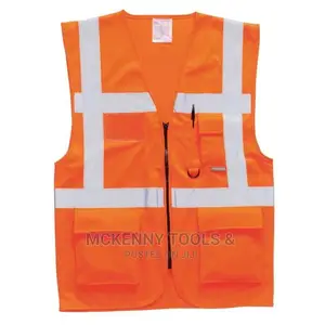 Reflective Vest With Pockets And Zipper Orange