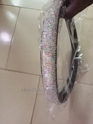 Blings Steering Wheel Cover 15", Black Leather Rhinestone