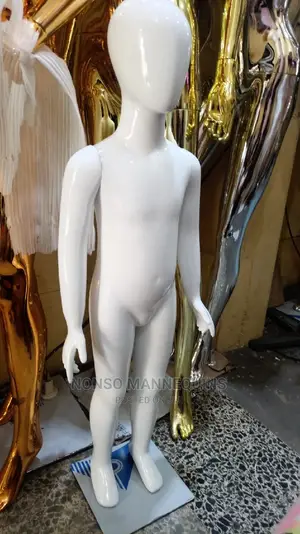 Age 3 to 6 Years Faceless Glossy White Unisex Kid Mannequin