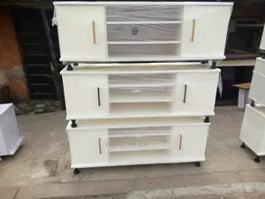 Solid Wood Tv Stand White With Golden Handle
