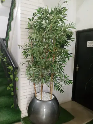 Artificial Bamboo Plant and Round Ball Planter