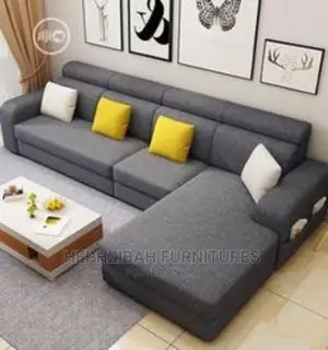 Black Executive L Shaped Sofa With Pillow