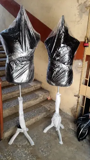 Male Dressform With Wooden Head And Wooden Tripod Base Stand