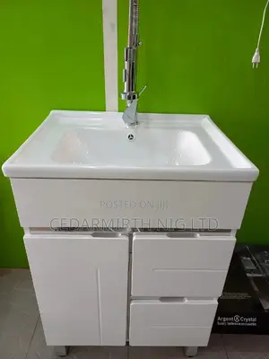 White Single Basin Bathroom Cabinet