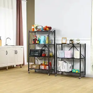 4 Rack Shelf Folded Kitchen Microwave Oven Rack,