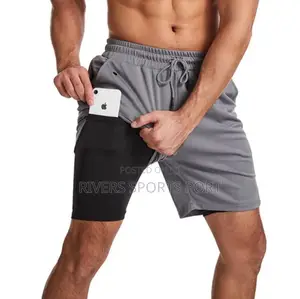 Men 2 In 1 Double-deck Quick Dry GYM Sport Shorts Fitness