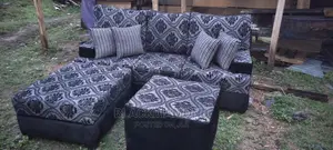 L Shape Fabric Sofa With Center Table