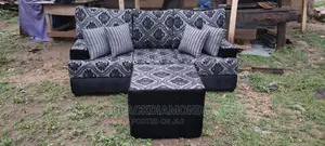 L Shape Fabric Sofa With Center Table