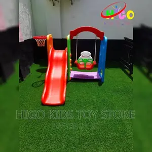 Colourful Three-in-One Slide Swing With Basketball