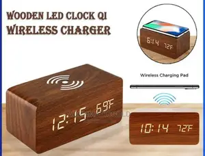 Wireless Charging Wooden Alarm Clock