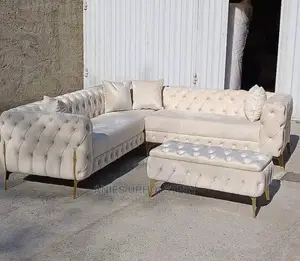 Quality 7 Seater L-Shaped Living Room Fabric Sofa Chair.