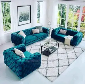 Modern 5 Seater Living Room Fabric Made Sofa Chair. 
