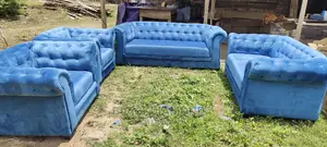 Sky Blue Tufted Chair by Blackdiamond Furniture