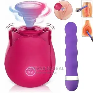 Rose Sucking Clit Vibrator + Threaded Massage Vibrator Toy
