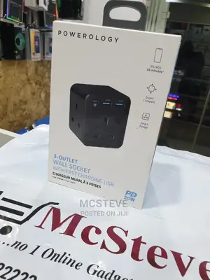 Powerology 3-Outlet Wall Socket With Fast Charging USB