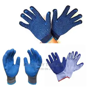 1 Dozen Knitted Dot Printed Atlas Blue Dotted Blue Gloves