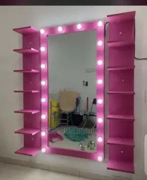 Vanity Mirror With Two Sides Shelves and Light
